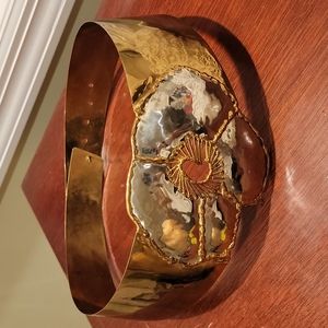 Handmade brass and silver flower cuff belt